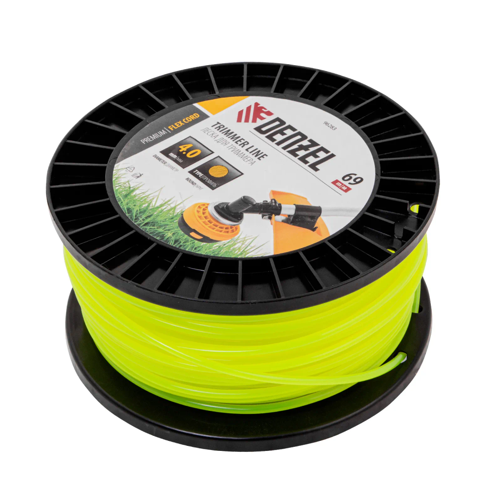 Леска для триммера Denzel круглая, 4,0ммх69м, на DIN катушке FLEX CORD - изображение 2