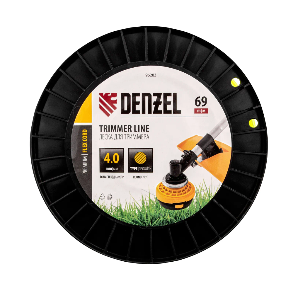 Леска для триммера Denzel круглая, 4,0ммх69м, на DIN катушке FLEX CORD - изображение 3