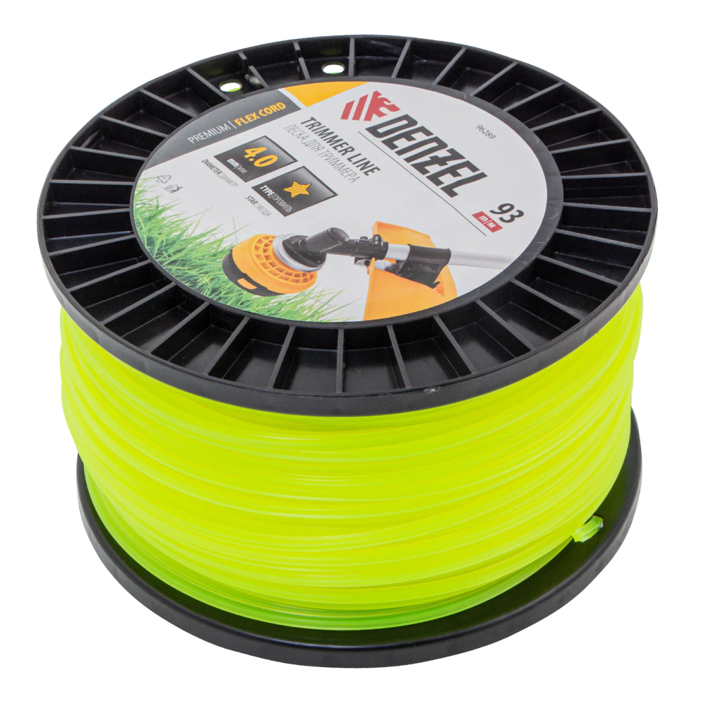 Леска для триммера Denzel звезда, 4,0ммх93м, на DIN катушке FLEX CORD - изображение 2