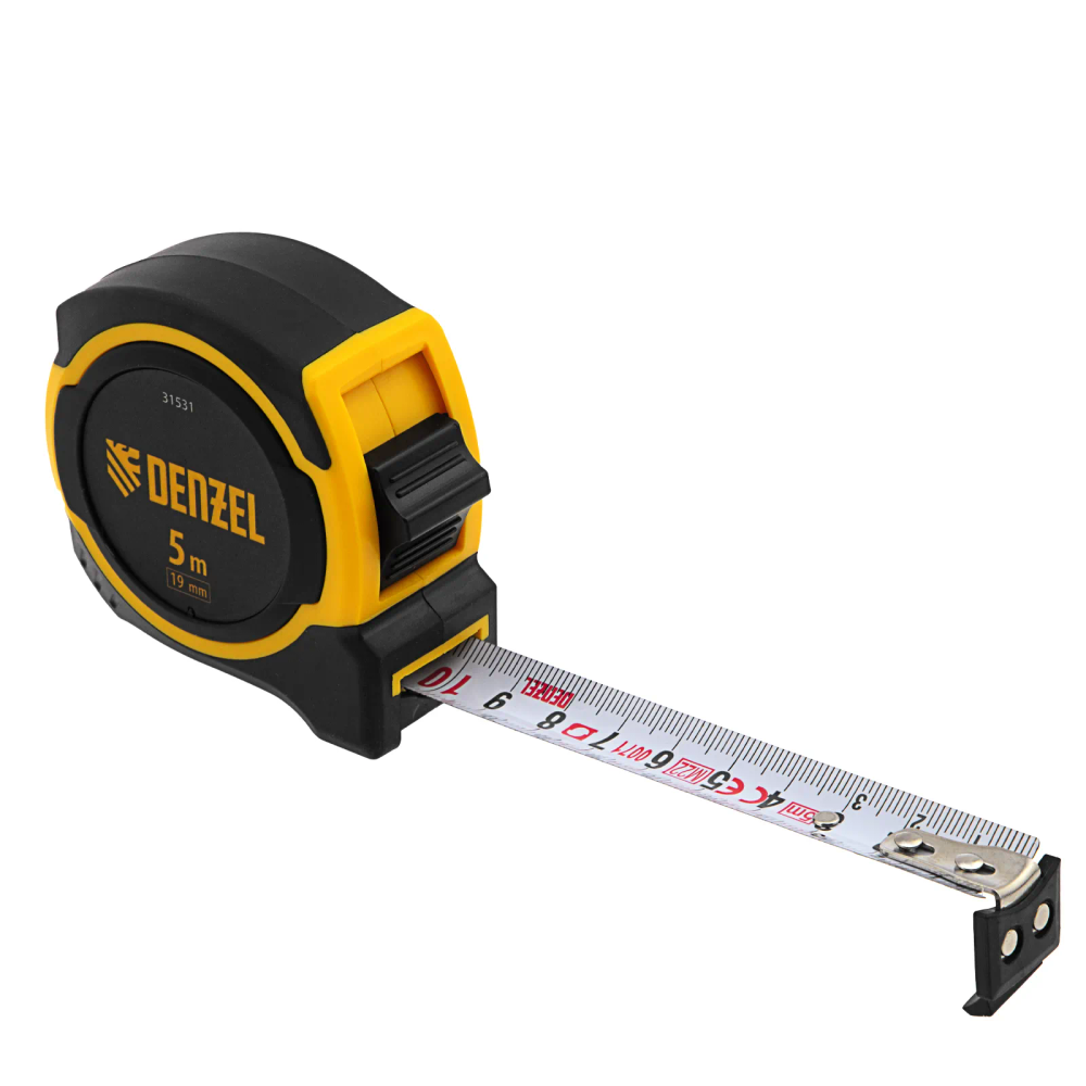 Рулетка Denzel 5мх19мм, двухкомп. корпус, магнитный обрезиненный зацеп - изображение 4
