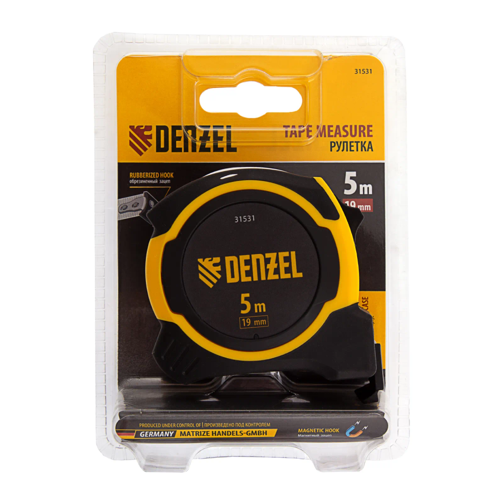 Рулетка Denzel 5мх19мм, двухкомп. корпус, магнитный обрезиненный зацеп - изображение 7