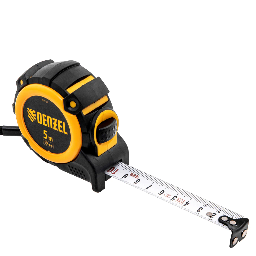 Рулетка Denzel 5мх19мм, автоматич. фиксац., нейлон. покрытие, магнит. зацеп, двухстор. разметка - изображение 5