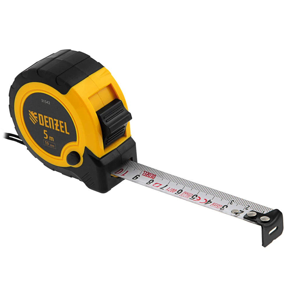 Рулетка Denzel 5мх19мм, двухкомп. корпус, кнопка-пауза - изображение 4