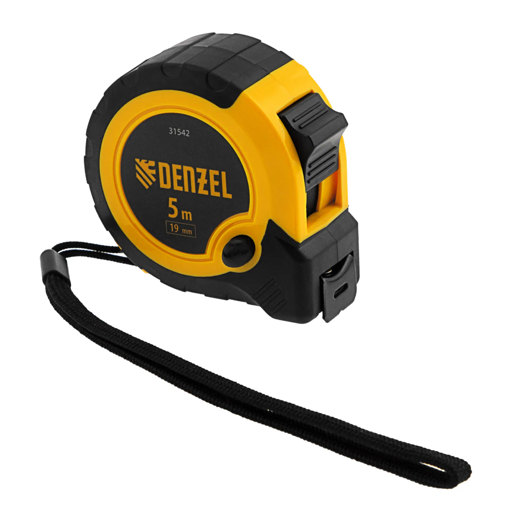 Рулетка Denzel 5мх19мм, двухкомп. корпус, кнопка-пауза - изображение 5