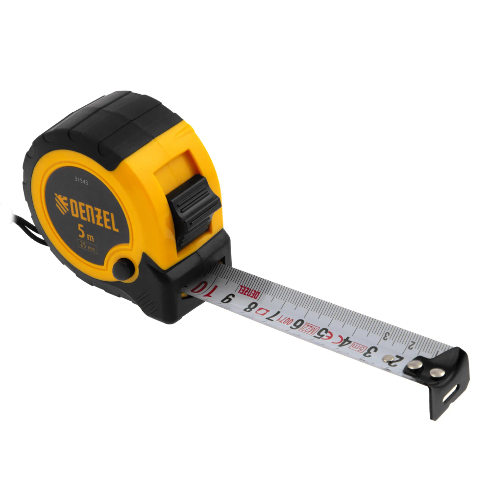 Рулетка Denzel 5мх25мм, двухкомп. корпус, кнопка-пауза - изображение 4