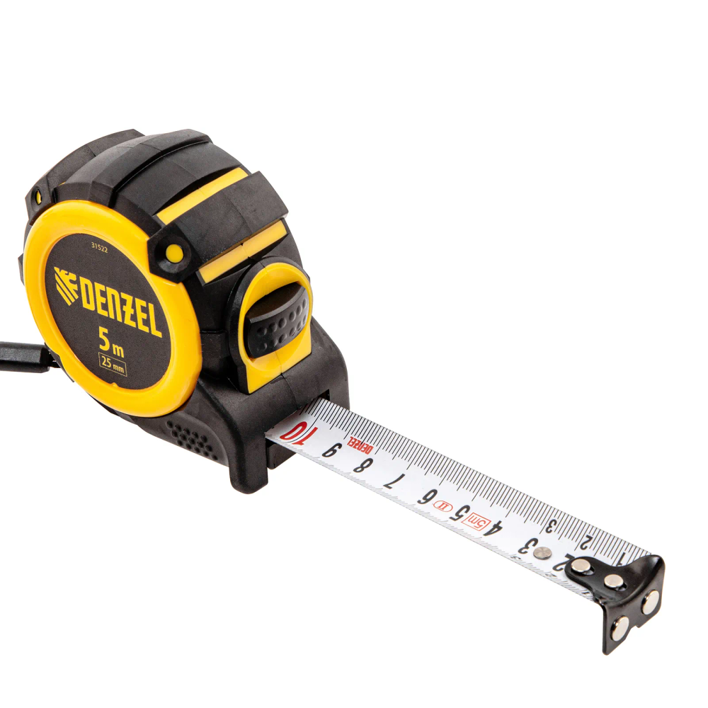 Рулетка Denzel 5мх25мм, автоматич. фиксац., нейлон. покрытие, магнит. зацеп, двухстор. разметка - изображение 5