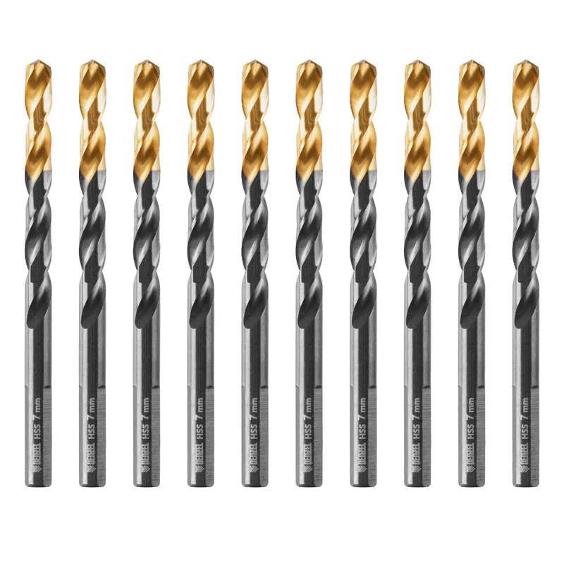 Сверло по металлу Denzel 7 мм, HSS-Tin, Golden Tip, 10 шт.