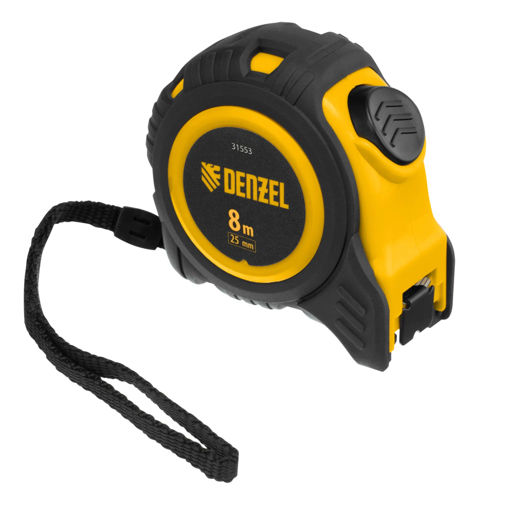 Рулетка Denzel 8мх25мм, обрезиненный корпус, автоматическая фиксация - изображение 3