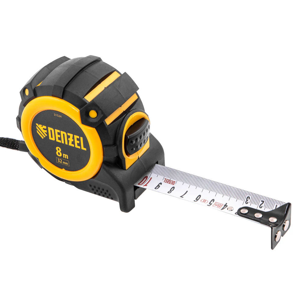 Рулетка Denzel 8мх32мм, автоматич. фиксац., нейлон. покрытие, магнит. зацеп, двухстор. разметка - изображение 5