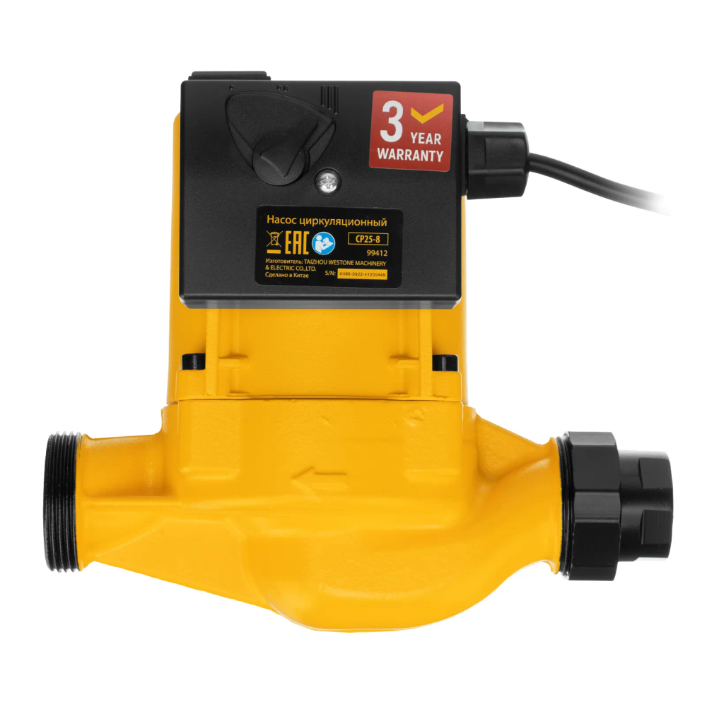 Циркуляционный насос Denzel CP25-8, напор 8 м, 130 л/мин, 1 м кабель, монт. длина 180 мм - изображение 5