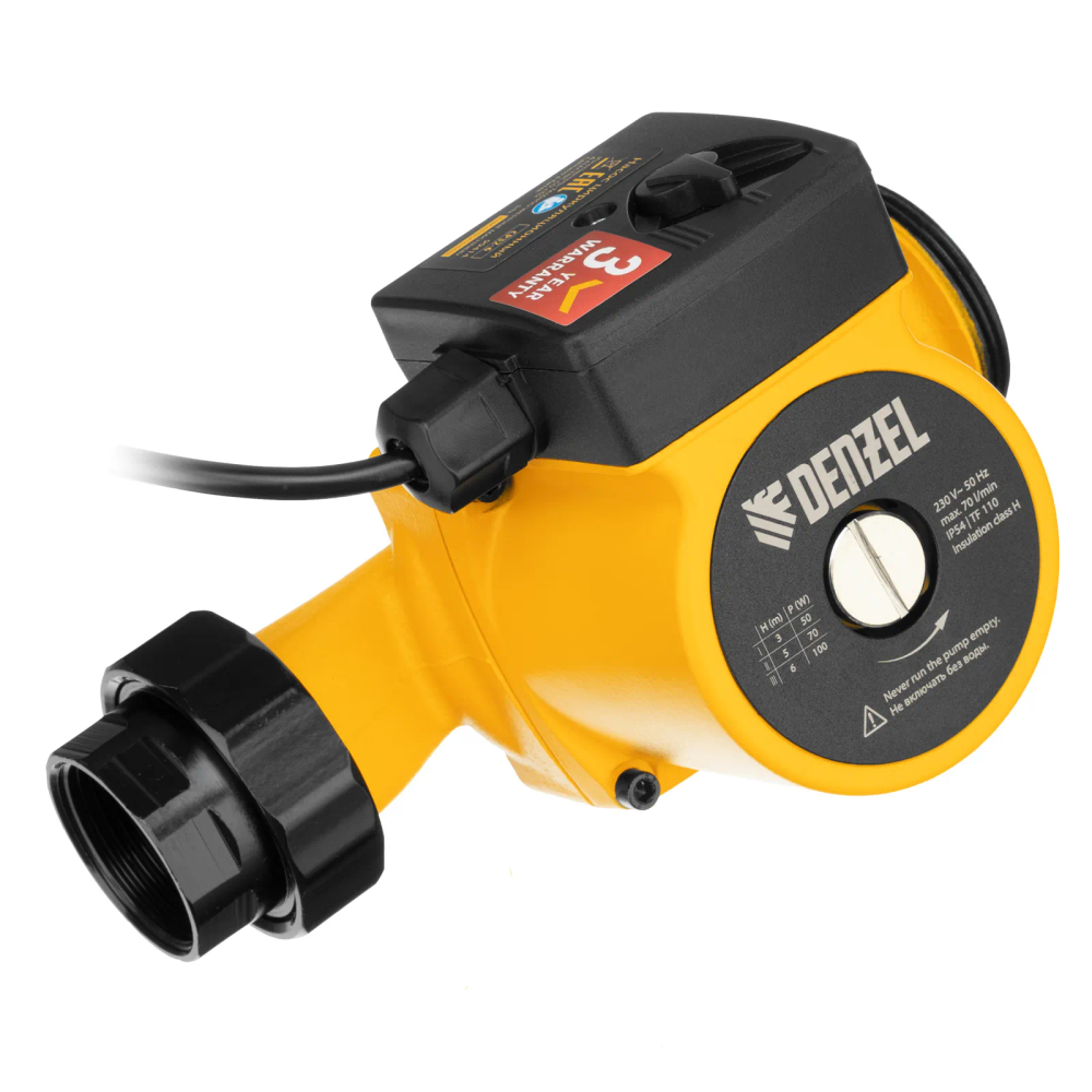 Циркуляционный насос Denzel CP32-6, напор 6 м, 70 л/мин, 1 м кабель, монт. длина 180 мм - изображение 2