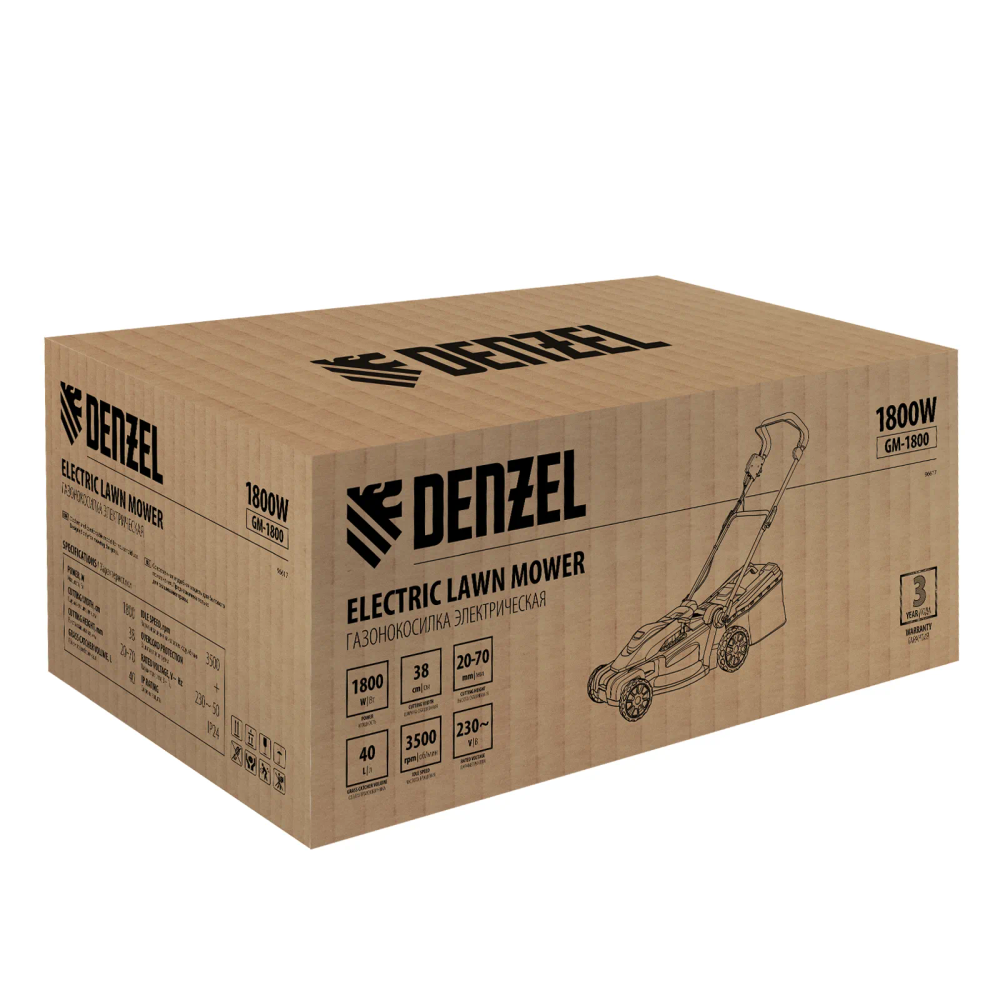 Газонокосилка электрическая Denzel GM-1800, 1800 Вт, шир. 38 см, 6 уров., травосб. 40 л. - изображение 49