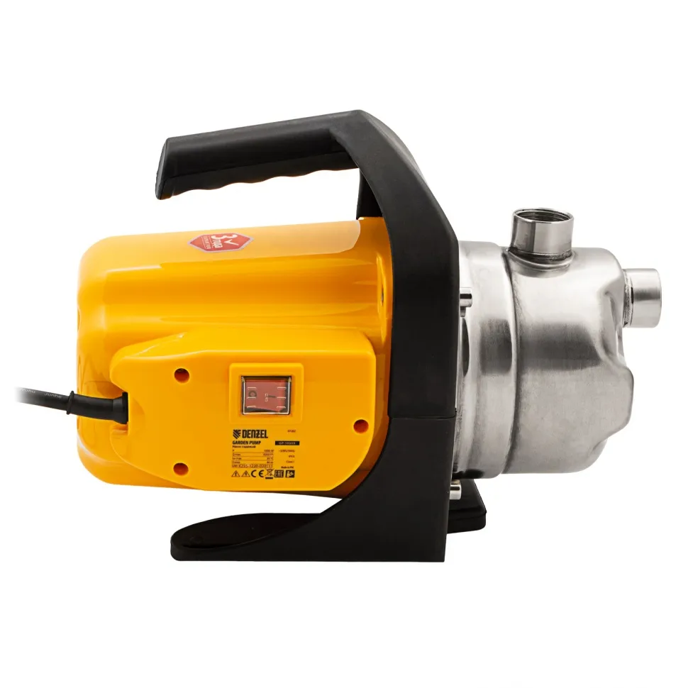 Садовый поверхностный насос Denzel GP 1000Х, 1000 Вт, 3500 л/ч, подъем 44 м, нержавейка - изображение 8