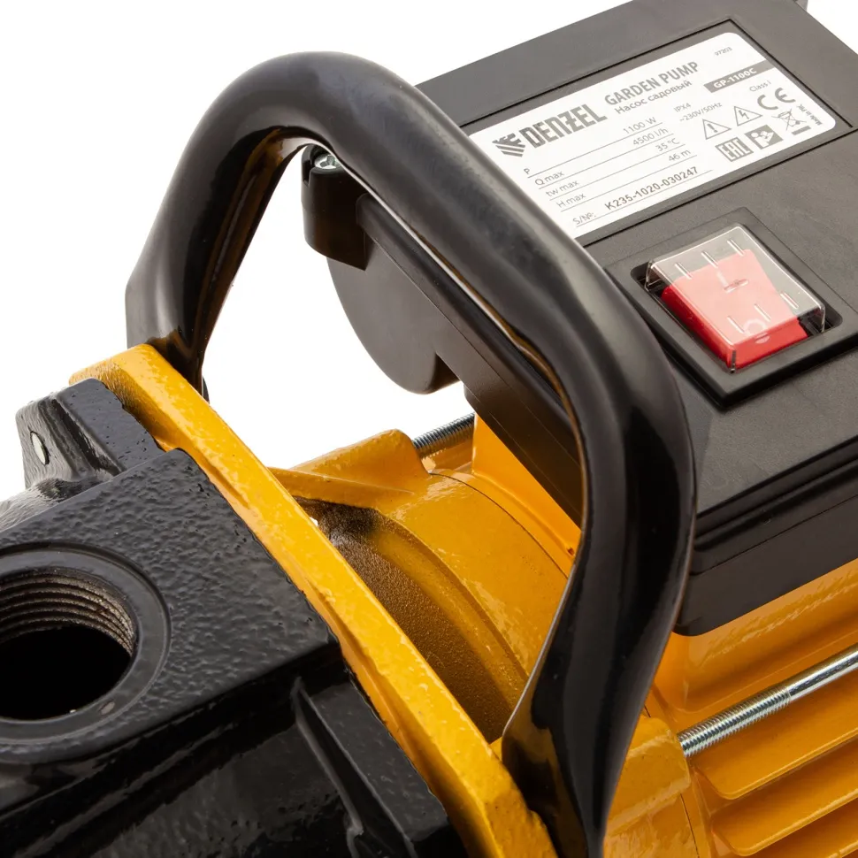 Садовый поверхностный насос Denzel GP1100C, 1100 Вт, 4500 л/ч, подъем 46 м, чугун - изображение 10