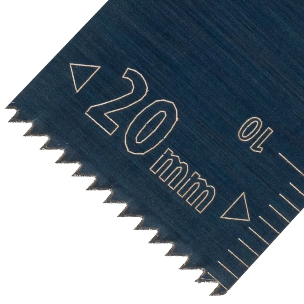 Насадка для МФИ Denzel режущая пазовая прямая, HCS, по дереву, 20х1.4 мм, мелкий зуб - изображение 5