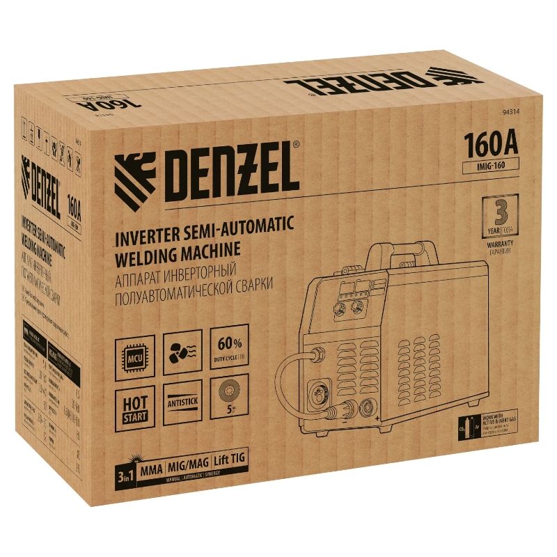 Сварочный полуавтомат Denzel IMIG-160 Synergy, 160 А, ПВ 60%, катушка 5 кг - изображение 7