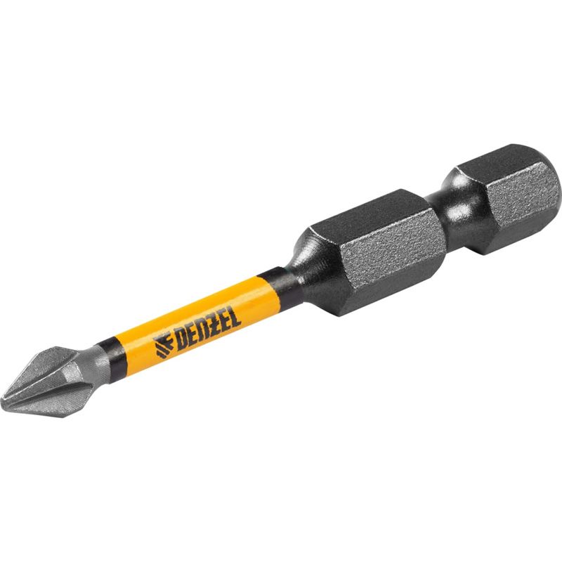 Бита Denzel IMPACT, PH1x50 мм, лазерная обработка шлица, сталь S2, 10 шт., Е 6,3
