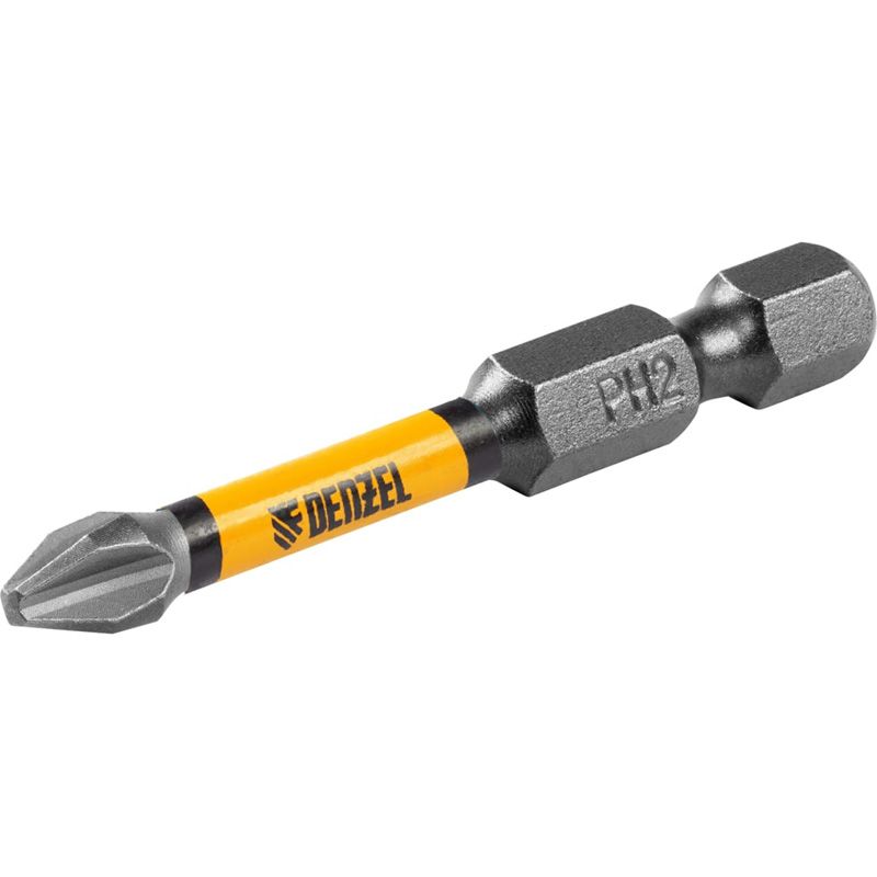 Бита Denzel IMPACT, PH2x50 мм, лазерная обработка шлица, сталь S2, 10 шт., Е 6,3