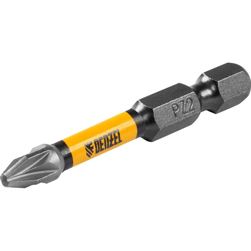 Бита Denzel IMPACT, PZ2x50 мм, лазерная обработка шлица, сталь S2, 10 шт., Е 6,3