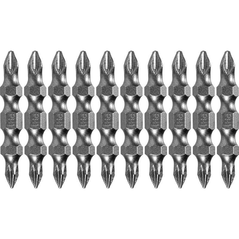 Бита Denzel двухсторонняя, PH2-PH1х45 мм, сталь S2, 10 шт. - изображение 3