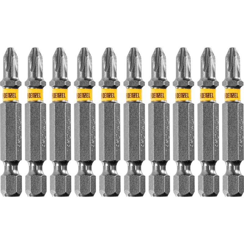 Бита Denzel PH2х50, сталь легированная S2, 10 шт., Е 6,3, шестигранный профиль, отрывная упаковка - изображение 3