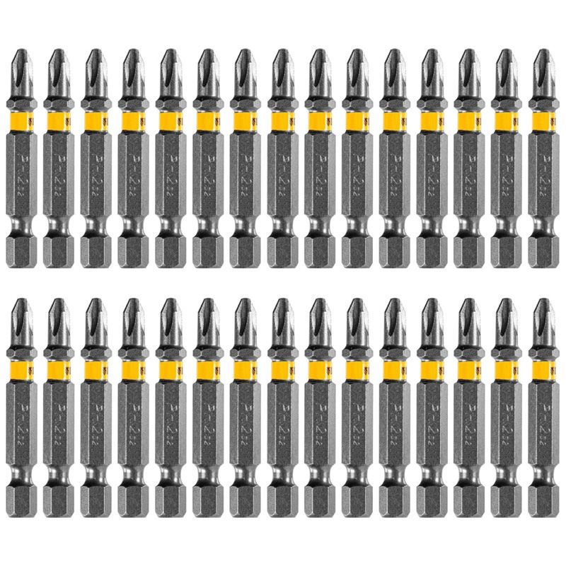 Бита Denzel PH2х50, сталь легированная S2, 30 шт., шестигранный профиль, пластиковая коробка, Е 6,3 - изображение 3