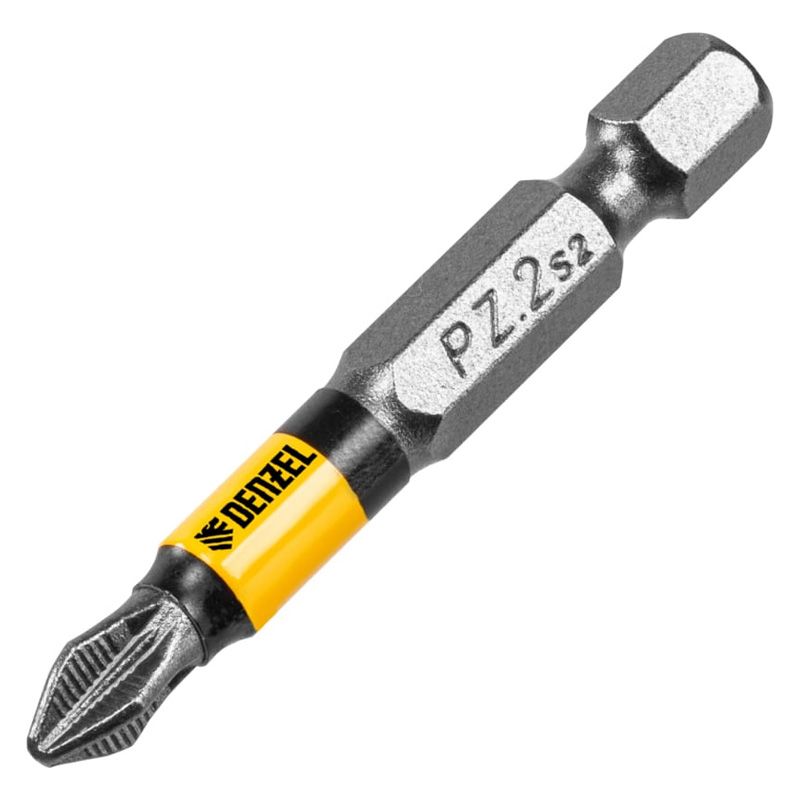 Бита Denzel PZ2х50, сталь легированная S2, 10 шт., круглый профиль, отрывная упаковка, , Е 6,3