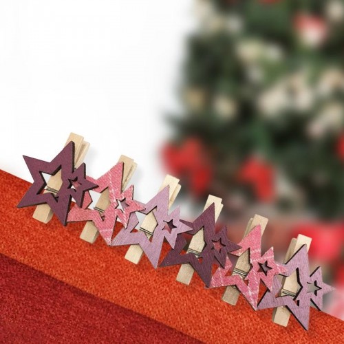 Деревянные прищепки Neon-Night Звездочки розовые 16x4,5x1,3 cм (6 шт.)  504-034 - изображение 2