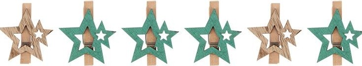 Деревянные прищепки Neon-Night Звездочки бирюзовые 16x4,5x1,3 cм (6 шт.) 504-033