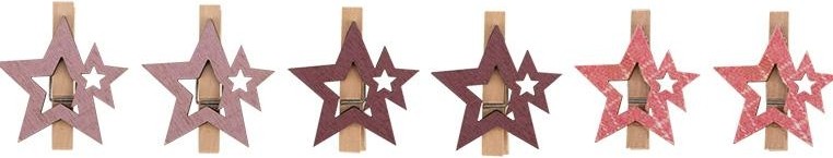 Деревянные прищепки Neon-Night Звездочки розовые 16x4,5x1,3 cм (6 шт.)  504-034