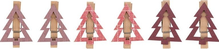 Деревянные прищепки Neon-Night Елочки розовые 14,5x4,5x1,6 cм (6 шт.) 504-032