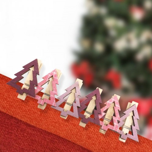 Деревянные прищепки Neon-Night Елочки розовые 14,5x4,5x1,6 cм (6 шт.) 504-032 - изображение 2