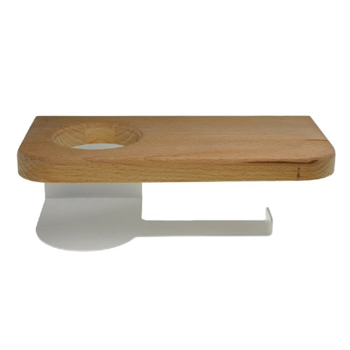 Держатель для туалетной бумаги EMBODIMENT EMB-TP-WA-AW из массива ясеня с полкой, белый - изображение 3