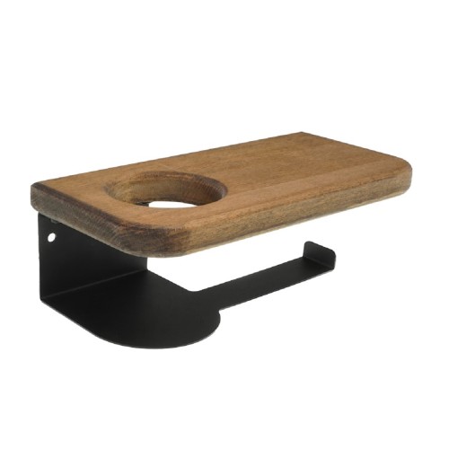 Держатель для туалетной бумаги EMBODIMENT EMB-TP-WA-AB из массива ясеня с полкой, черный - изображение 5