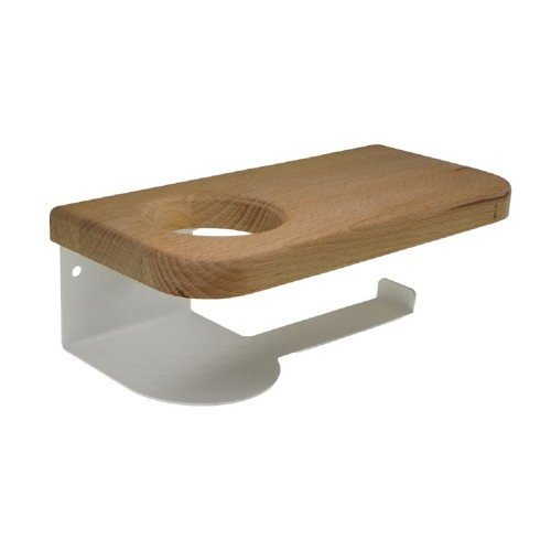 Держатель для туалетной бумаги EMBODIMENT EMB-TP-WA-AW из массива ясеня с полкой, белый - изображение 5