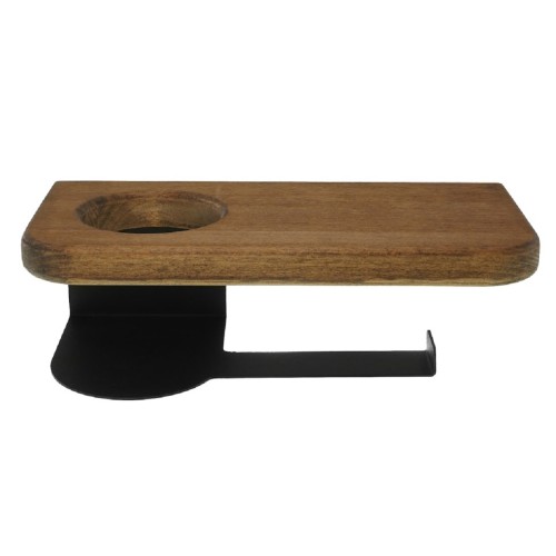 Держатель для туалетной бумаги EMBODIMENT EMB-TP-WA-AB из массива ясеня с полкой, черный - изображение 3