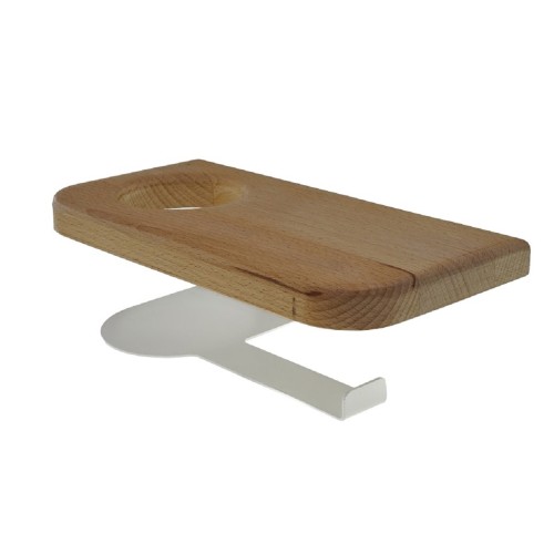 Держатель для туалетной бумаги EMBODIMENT EMB-TP-WA-AW из массива ясеня с полкой, белый - изображение 2