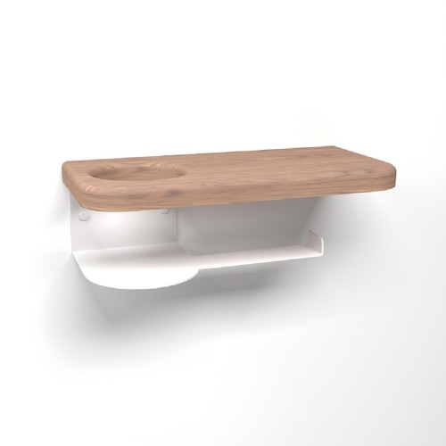 Держатель для туалетной бумаги EMBODIMENT EMB-TP-WA-AW из массива ясеня с полкой, белый