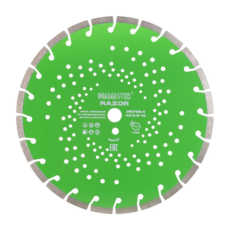 Диск сегментный DIAMASTER Laser ARIX RAZOR д.350x2,8x25,4 (40x3,2x12)мм 24z/железобетон/dry