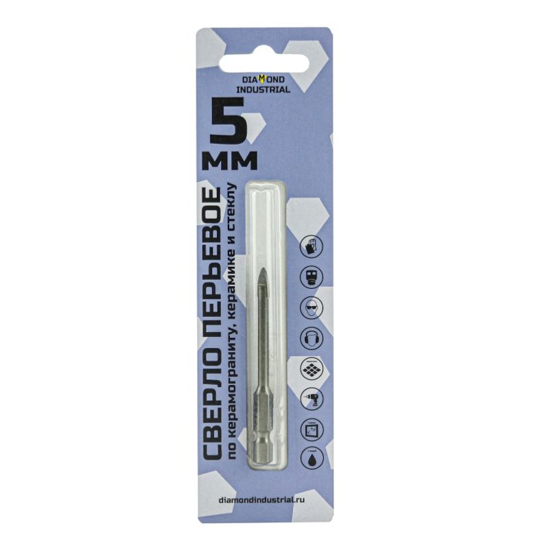 Сверло Diamond Industrial 5 мм перьевое по керамограниту, стеклу и керамике - изображение 5