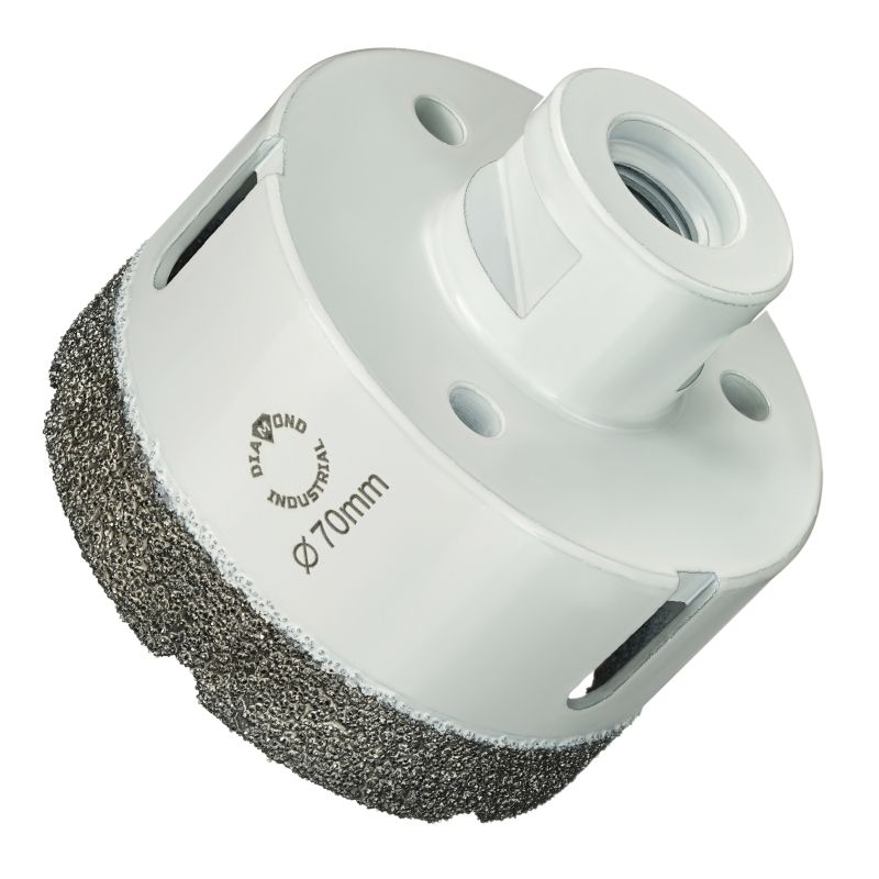 Алмазная коронка Diamond Industrial 70 мм Universal по керамограниту, керамике и камню, вакуумная пайка, M14 - изображение 2