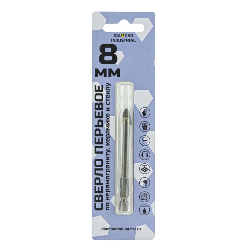 Сверло Diamond Industrial 8 мм перьевое по керамограниту, стеклу и керамике - изображение 3