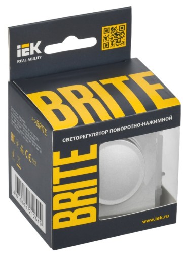 Диммер IEK BRITE поворотно-нажимной 600Вт СС10-1-0-БрА алюм. BR-D20-0600-K47 - изображение 2