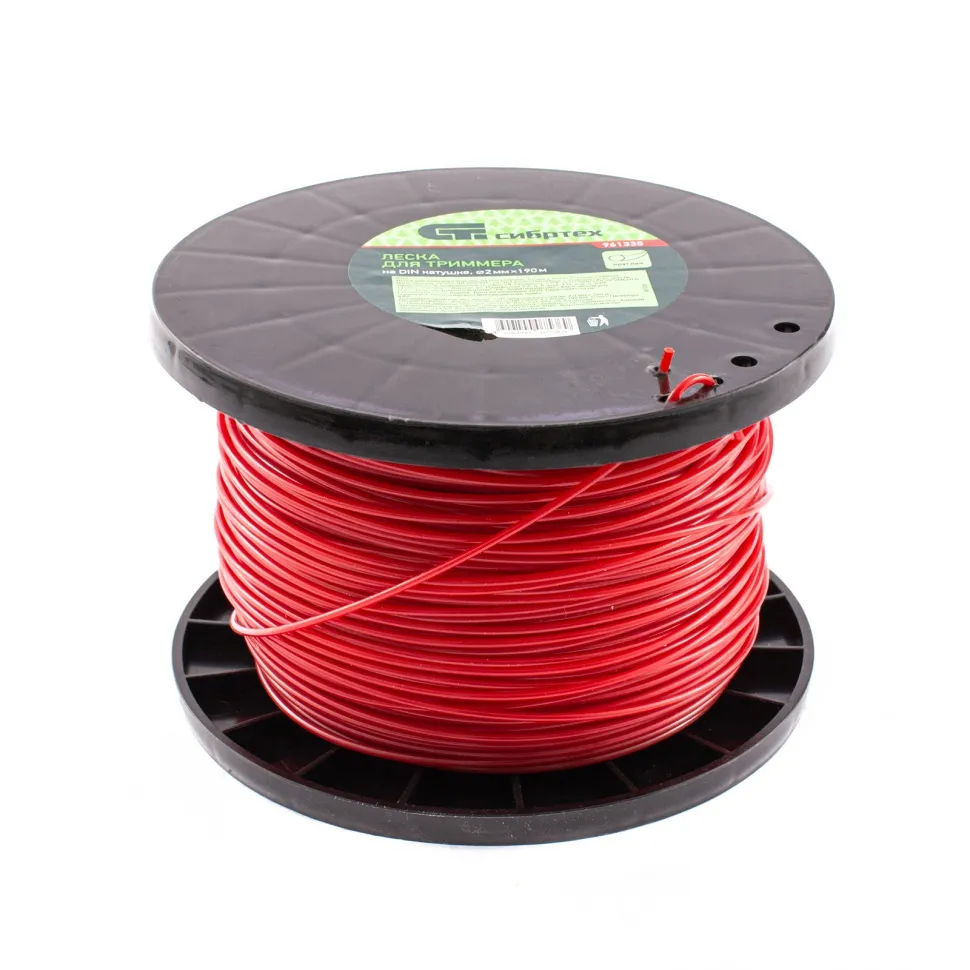 Леска для триммера круглая, на DIN катушке, 2 ммх190 м, Россия Сибртех