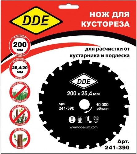Диск кустореза DDE WOOD CUT (200x25,4/20 мм; 26 зубьев) 241-390