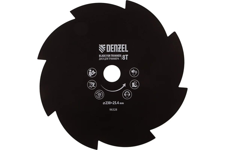 Диск кустореза Denzel 230х25,4 толщина 1,6 мм, 8 лезвий 96328