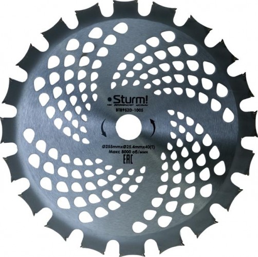 Диск  кустореза Sturm BT8952D-1005 универсальный 255ммx25,4x40 с твердосплавными двус