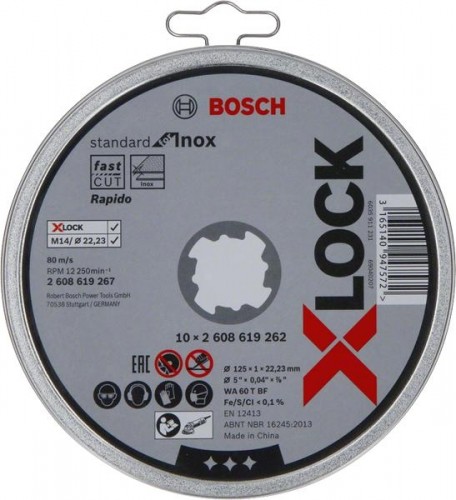 Диск отрезной по нержавеющей стали BOSCH 125х1,0х22 мм WA60T-BF (10шт) Standard for Inox ж/б 2608619267 - изображение 2