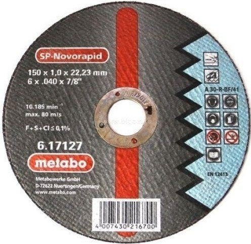 Диск отрезной по нержавеющей стали METABO 150x1,0x22,23 мм SP-Novorapid RU 617164000