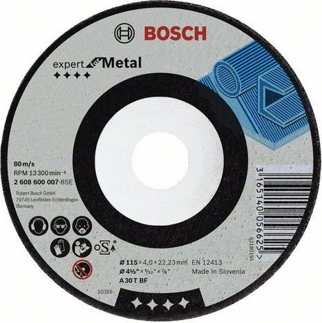Диск шлифовальный по металлу BOSCH 150х6х22.2 мм A30T-BF Expert for Metal 2608600389
